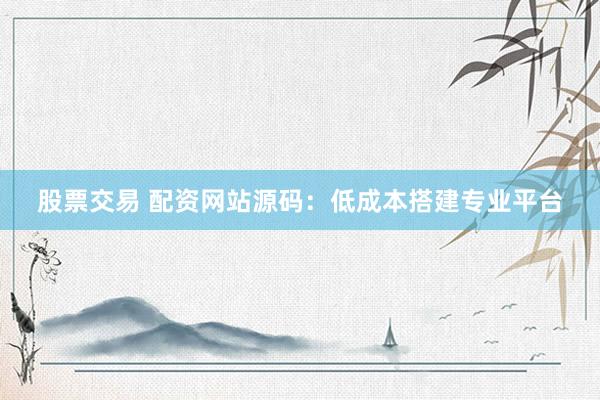 股票交易 配资网站源码：低成本搭建专业平台