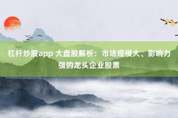 杠杆炒股app 大盘股解析：市场规模大、影响力强的龙头企业股票
