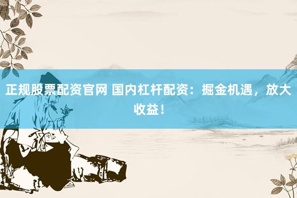 正规股票配资官网 国内杠杆配资：掘金机遇，放大收益！