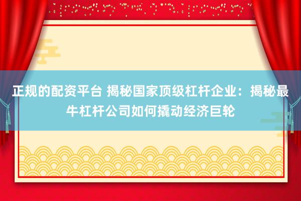 正规的配资平台 揭秘国家顶级杠杆企业：揭秘最牛杠杆公司如何撬动经济巨轮