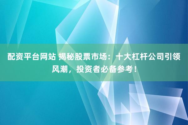 配资平台网站 揭秘股票市场：十大杠杆公司引领风潮，投资者必备参考！