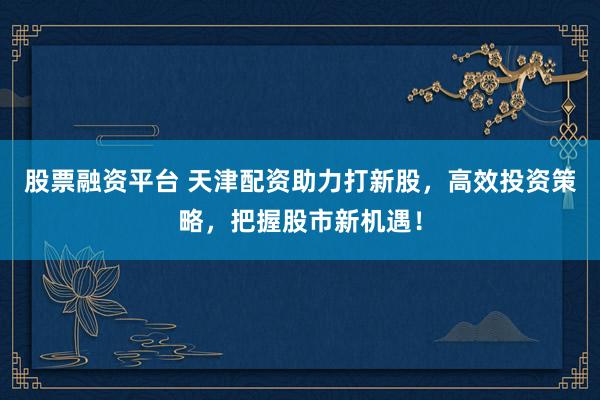 股票融资平台 天津配资助力打新股，高效投资策略，把握股市新机遇！