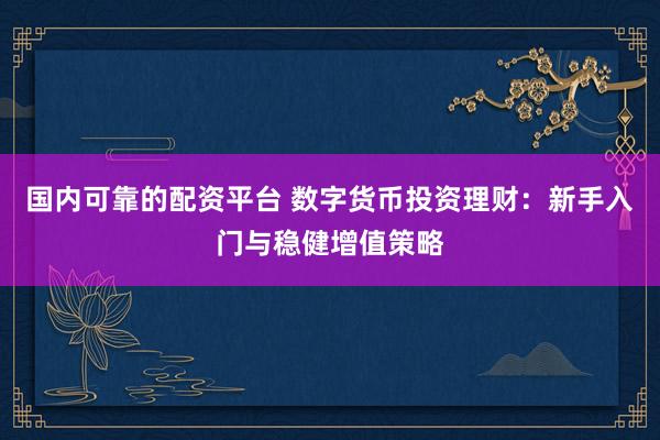 国内可靠的配资平台 数字货币投资理财：新手入门与稳健增值策略