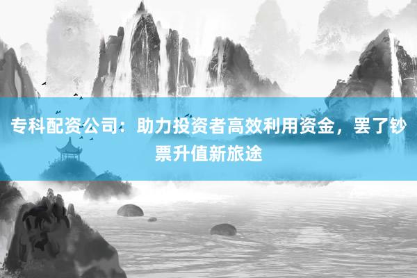 专科配资公司：助力投资者高效利用资金，罢了钞票升值新旅途