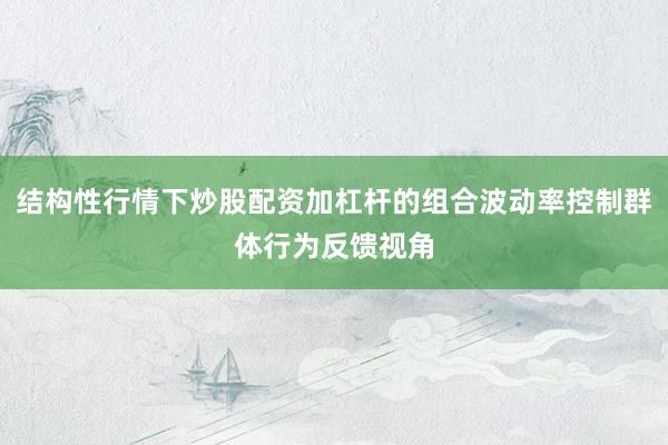 结构性行情下炒股配资加杠杆的组合波动率控制群体行为反馈视角
