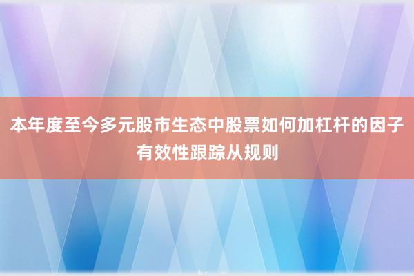 本年度至今多元股市生态中股票如何加杠杆的因子有效性跟踪从规则