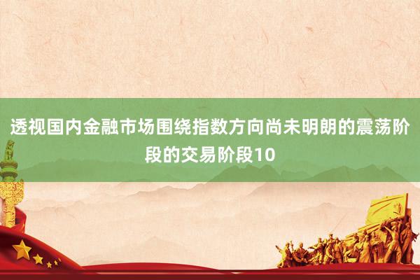 透视国内金融市场围绕指数方向尚未明朗的震荡阶段的交易阶段10